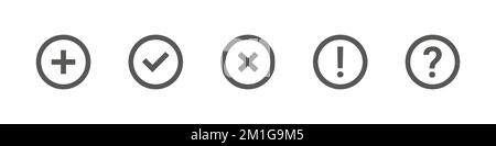Icone con segno di spunta, set di pulsanti piatti rotondi. Icone dei segni di spunta moderne. Illustrazione vettoriale Illustrazione Vettoriale