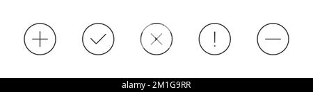 Serie di segni di spunta e icone a croce. Icone dei segni di spunta moderne stile lineare. Illustrazione vettoriale Illustrazione Vettoriale