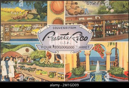 Souvenir di Puerto Rico, Stati Uniti Il vostro mercato $200.000.000 , souvenir, Mostre, Tichnor Brothers Collection, cartoline degli Stati Uniti Foto Stock