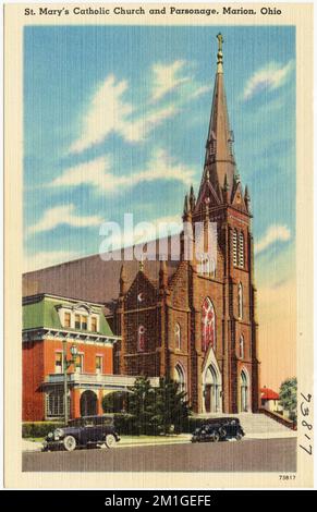 St Chiesa cattolica e canonica di Maria, Marion, Ohio , Chiese, Tichnor Brothers Collection, Cartoline degli Stati Uniti Foto Stock