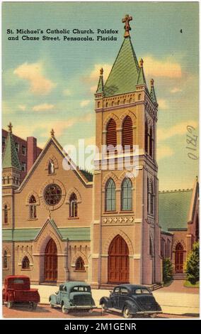 St Chiesa cattolica di Michele, Palafox e Chase Street, Pensacola, Florida , Chiese, Tichnor Brothers Collection, Cartoline degli Stati Uniti Foto Stock