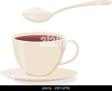 Tazza di tè tailandese con cucchiaio isolato su sfondo bianco. Eps10 Illustrazione Vettoriale