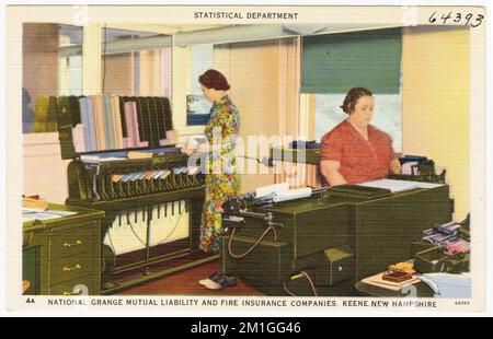 Servizio statistico, Società nazionali di responsabilità civile e di assicurazione antincendio, Keene, New Hampshire, strutture commerciali, Tichnor Brothers Collection, Cartoline degli Stati Uniti Foto Stock