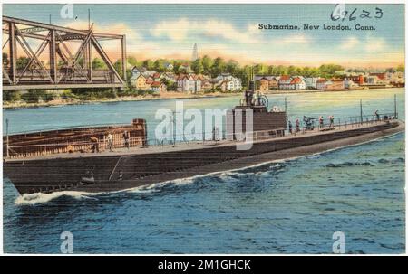 Submarine, New London, Conn , Strutture militari, Tichnor Brothers Collection, cartoline degli Stati Uniti Foto Stock