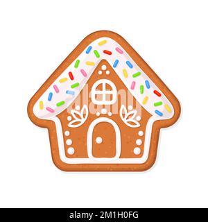 Biscotti della casa del pan di zenzero di Natale decorati con gli spruzzi. Illustrazione vettoriale Illustrazione Vettoriale