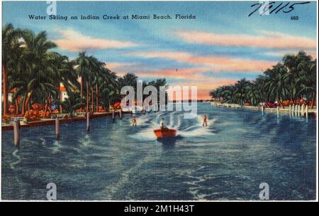 Sci d'acqua sull'Indian Creek a Miami Beach, Florida, Tichnor Brothers Collection, cartoline degli Stati Uniti Foto Stock