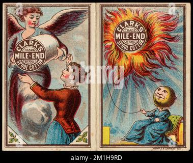 Clark's Mile-End spool cotone , Donna, Angeli, filo, cotone, Carte commerciali americane del 19th° secolo Foto Stock