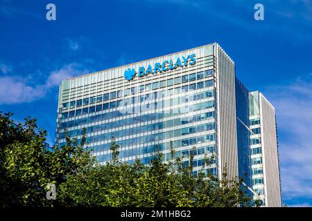 One Churchill Place, sede centrale della Barclays Bank a Canary Wharf, Tower Hamlets, Londra, Regno Unito Foto Stock