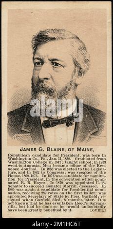 James G. Blaine, del Maine. Carta della campagna presidenziale di Hood per la sarsaparilla. , Uomini, sarsaparilla, Blaine, James Gillespie, 1830-1893, carte commerciali americane del 19th° secolo Foto Stock