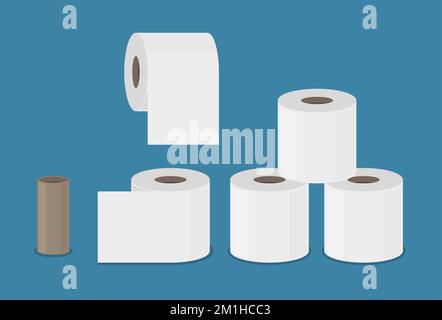 Icona di scorrimento del rotolo di carta igienica. Carta igienica Vector, tovagliolo isolato, nastro piatto Illustrazione Vettoriale