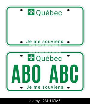 Registrazione targa Quebec canada. Nuovo codice metallo della licenza quebec Illustrazione Vettoriale