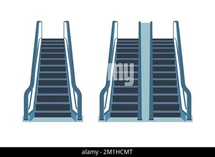Scala mobile Vector Electric Airport Ladder. Icona della scala mobile di sollevamento vettoriale dell'ascensore Illustrazione Vettoriale