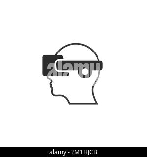 Design della tecnologia degli occhiali per la realtà virtuale. Vista panoramica del simbolo della linea dell'occhio della realtà virtuale. Illustrazione Vettoriale