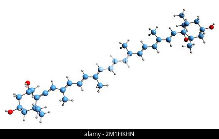 3D immagine della formula scheletrica della neoxantina - struttura chimica molecolare della foliaxantina isolata su sfondo bianco Foto Stock