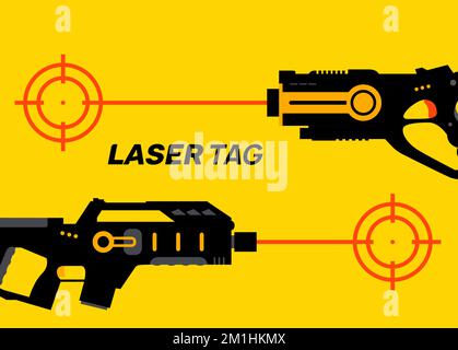 Icona del gioco laser tag gun. Etichetta laser vettoriale futuristico logo arma Illustrazione Vettoriale