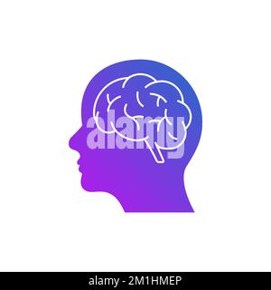 Intelligenza artificiale logo icona digitale volto. Software artificiale tecnologia cerebrale della testa umana Illustrazione Vettoriale