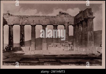 Εσωτερικον Παρθενώνος - Partenone interno da ovest, templi greci, siti archeologici, Partenone Atene, Grecia. Collezione Nicholas Catsimpoolas Foto Stock