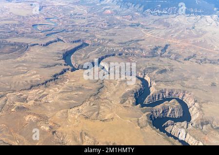 Vista aerea della Bighorn Canyon National Recreation Area, Montana Foto Stock