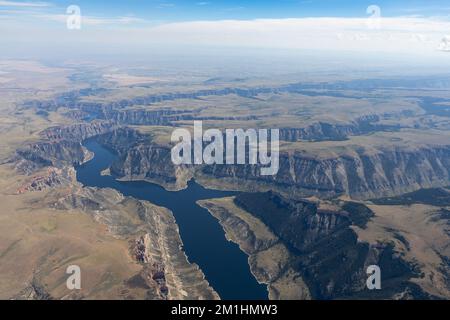 Vista aerea della Bighorn Canyon National Recreation Area, Montana Foto Stock