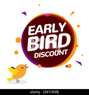 Early Bird sconto vettore offerta speciale icona di vendita. Promo banner del cartoon icona Early Bird Illustrazione Vettoriale