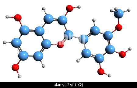 3D immagine di Petunidin formula scheletrica - struttura chimica molecolare di o-metilato antocianidina Myrtillidin isolato su sfondo bianco Foto Stock