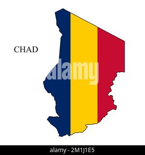 Illustrazione del vettore della mappa del Ciad. Economia globale. Paese famoso. Africa centrale. Africa. Illustrazione Vettoriale