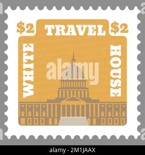 Casa bianca viaggi di attrazioni America da cartolina Illustrazione Vettoriale