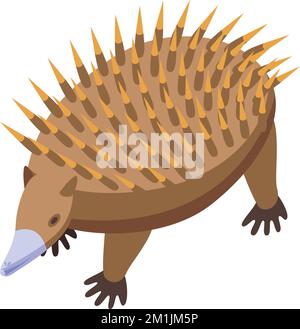 Fauna zoo icona vettore isometrico. Animale carino. Naso porcupina Illustrazione Vettoriale