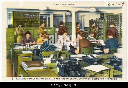 Agenzia Dipartimento, National Grange Mutual Liability e Fire Insurance Companies. Keene, New Hampshire, strutture commerciali, Tichnor Brothers Collection, cartoline degli Stati Uniti Foto Stock