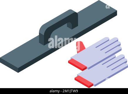 Icona strumento di installazione pavimento vettore isometrico. Riparare il legno. Camera interna Illustrazione Vettoriale