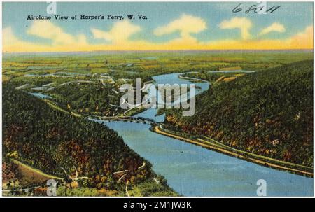 Vista in aereo di Harper's Ferry, W. Virginia , Rivers, Tichnor Brothers Collection, cartoline degli Stati Uniti Foto Stock