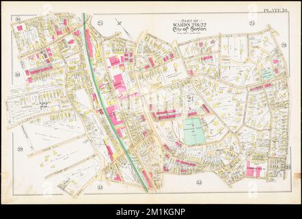 Atlante della città di Boston : City proper e Roxbury : Plate 34 , Boston Mass., Mappe, Real Property, Massachusetts, Boston, Mappe, proprietari terrieri, Massachusetts, Boston, Maps, Roxbury Boston, Mass., Maps Norman B. Leventhal Map Center Collection Foto Stock