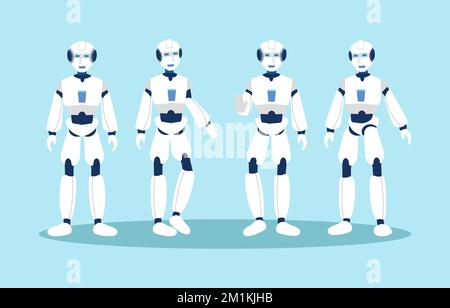 Intelligenza artificiale ( ai ) Robot . Design dei personaggi dei cartoni animati . Vettore . Illustrazione Vettoriale