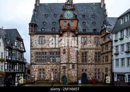 Marktplatz (Piazza del mercato), Marburg, quartiere Marburg-Biedenkopf, Germania. Foto Stock