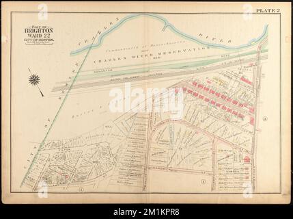 Atlante della città di Boston, Brighton : Plate 2 , Boston Mass., Mappe, Real Property, Massachusetts, Boston, Mappe, proprietari terrieri, Massachusetts, Boston, Mappe, Brighton Boston, Mass., Mappe Norman B. Leventhal Map Center Collection Foto Stock