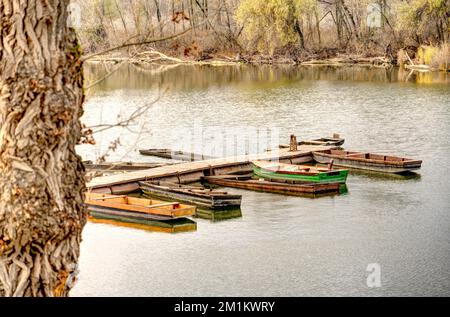 Martely, pittoresco villaggio sul Tisza, Ungheria Foto Stock