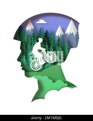Vettore di cicli di cross country nello stile di taglio della carta Illustrazione Vettoriale