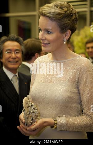 20120612 - TOKYO, GIAPPONE: Principessa Mathilde del Belgio, nella foto, durante un ricevimento presso l'Ambasciata del Belgio a Tokyo, il terzo giorno della missione economica in Giappone, martedì 12 giugno 2012. PISCINA FOTOGRAFICA BELGA Foto Stock