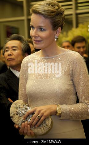 20120612 - TOKYO, GIAPPONE: Principessa Mathilde del Belgio, nella foto, durante un ricevimento presso l'Ambasciata del Belgio a Tokyo, il terzo giorno della missione economica in Giappone, martedì 12 giugno 2012. PISCINA FOTOGRAFICA BELGA Foto Stock