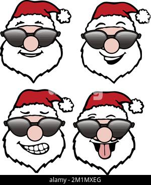 cartone animato babbo natale con occhiali da sole Illustrazione Vettoriale