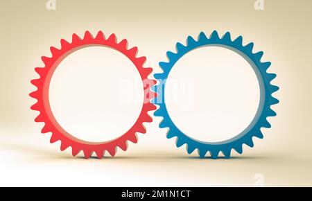 marce rosse e blu su sfondo neutro. rendering 3d Foto Stock