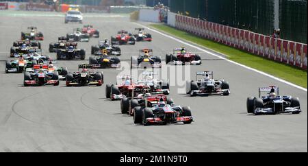 20120901 - BRUXELLES, BELGIO: L'immagine mostra l'inizio del Gran Premio del Belgio F1, a Spa-Francorchamps, sabato 01 settembre 2012. FOTO DI BELGA ERIC LALMAND Foto Stock