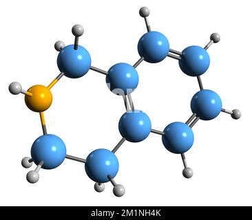 3D immagine della formula scheletrica di tetraidroisochinolina - struttura chimica molecolare dell'alcaloide isolato su sfondo bianco Foto Stock