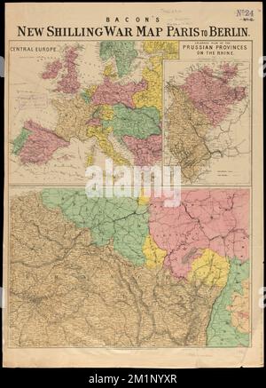 La nuova mappa della guerra di Bacon da Parigi a Berlino , guerra franco-prussiana, 1870-1871, Mappe, Europa, Mappe Norman B. Leventhal Map Center Collection Foto Stock