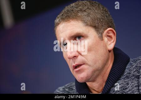 20121121 - BRUGGE, BELGIO: L'allenatore capo del Club Juan Carlos Garrido ha illustrato in una conferenza stampa del Club Belga Brugge, mercoledì 21 novembre 2012 a Brugge. Il Club Brugge giocherà una partita della quinta giornata nel Gruppo D nel torneo Europa League, contro Bordeaux, domani. FOTO DI BELGA BRUNO FAHY Foto Stock