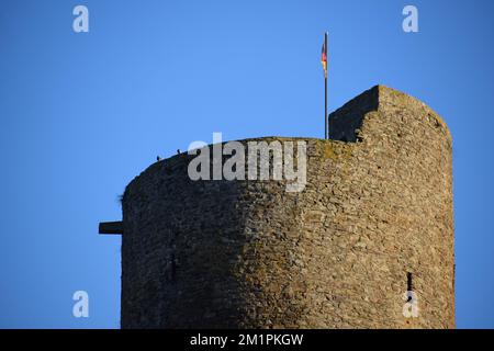 castello rovina Löwenburg sopra Monreal Foto Stock