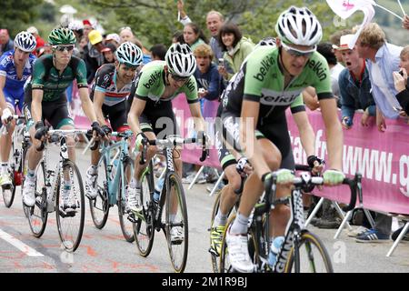 Il Bauke Mollema dell'Netherland del Belkin Pro Cycling Team ha mostrato nella 18th° tappa dell'edizione 100th della gara ciclistica Tour de France, a 168 km da Gap ad Alpe d'Huez, Francia, giovedì 18 luglio 2013. Foto Stock