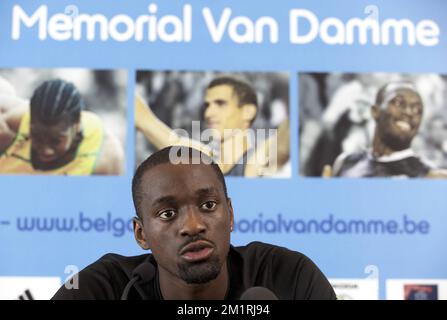 20130905 - BRUXELLES, BELGIO: Triplice jumper francese Teddy Tangho nella foto durante una conferenza stampa, giovedì 05 settembre 2013 a Bruxelles, in vista della riunione di atletica Van Damme del Belgacom Memorial venerdì. FOTO DI BELGA NICOLAS MAETERLINCK Foto Stock