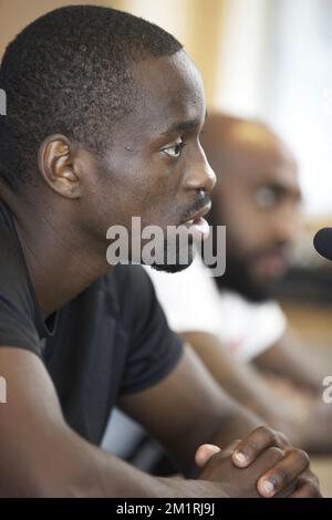 20130905 - BRUXELLES, BELGIO: Triplice jumper francese Teddy Tangho nella foto durante una conferenza stampa, giovedì 05 settembre 2013 a Bruxelles, in vista della riunione di atletica Van Damme del Belgacom Memorial venerdì. FOTO DI BELGA NICOLAS MAETERLINCK Foto Stock