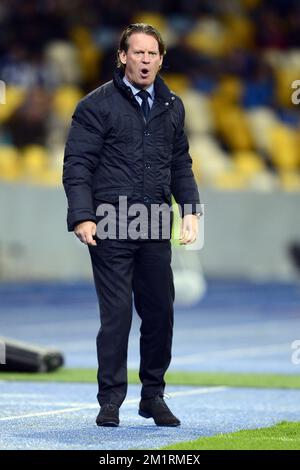 Il capo allenatore di Genk Mario è stato reagisce durante una partita tra la squadra di calcio Ucraina FC Dynamo Kyiv e la squadra di calcio belga di prima divisione KRC Genk, nel gruppo G, il primo giorno della fase di gruppo del torneo Europa League a Kiev, Ucraina, giovedì 19 settembre 2013. FOTO DI BELGA YORICK JANSENS Foto Stock